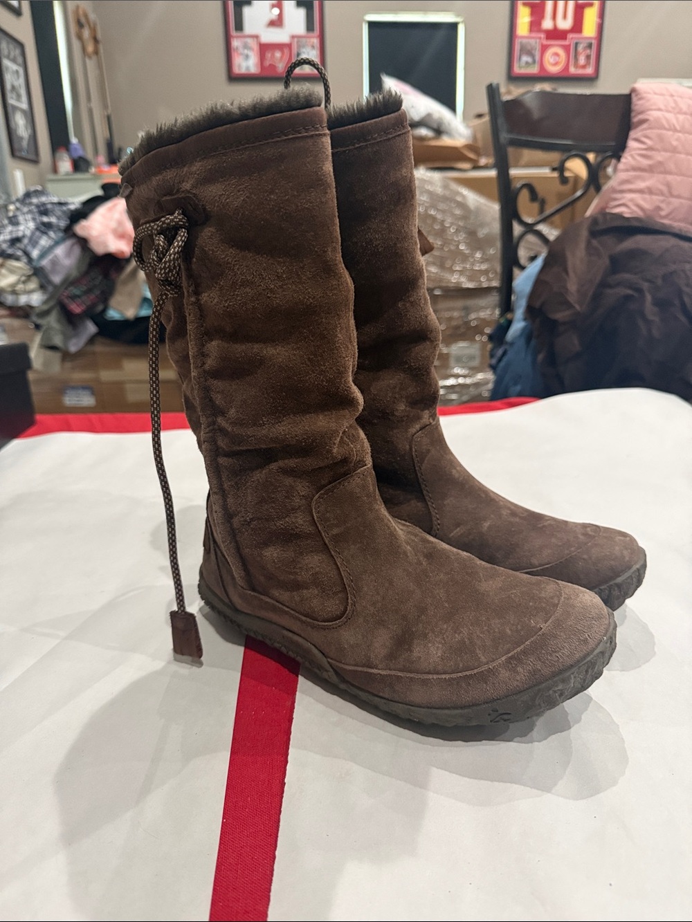 cushe Brown Suede Mid-Calf Winter Boots with Faux Fur Trim
